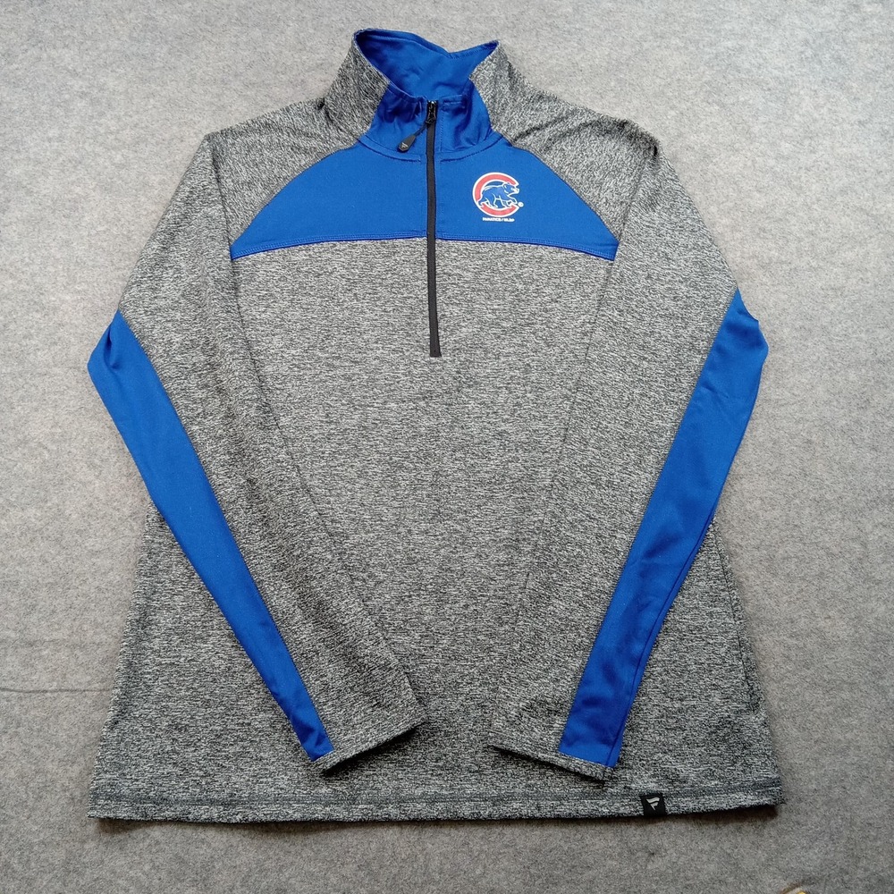 Chicago Cubs Pullover Mens XL Gray Blue MLB Baseball Quarter Zip Sweatshirt